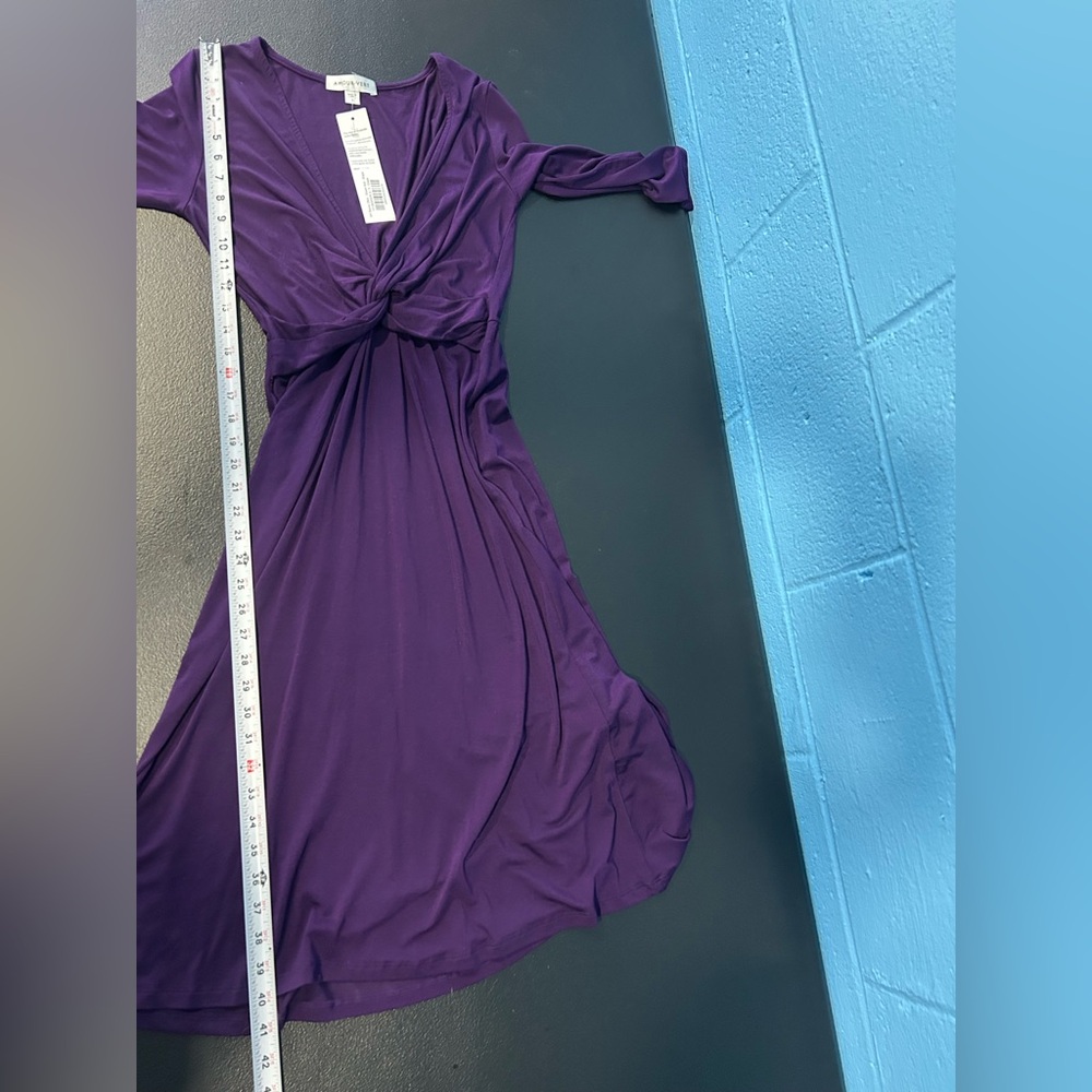 Amour Vert Grape Olive Dream Knit 3/4 Sleeves Twist Elastic Waist NWT Small - Picture 7 of 9